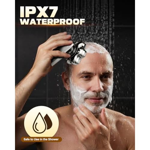 Head Shaver for Bald Men, 7D Upgraded Magnetic Detachable Blades, Wet & Dry IPX7 Waterproof Electric Razor, Fast Smooth Bald Shaving for Head & Face, 5-in-1 Grooming Kit