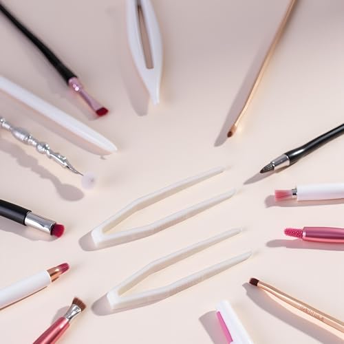 50 Pcs Mini Plastic Tweezers Contact Lens Clip Beauty Tweezers Makeup Tool Hair Removal for Double Eyelid Stickers Hand Tools£¨White£©