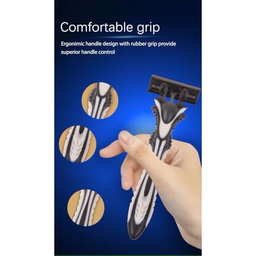 Max Speed 5 Stainless Steel Razors Blades, A Series for Men Shaving, with Lubricated Strip and Ergonimic Handle for Superior Handling Control, 3 Pack.