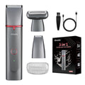 Electric Razors for Women, 3-in-1 Electric Lady Clipper Pubic Hair Trimmer-Painless Hair Removal Groomer Kit Rechargable Bikini Trimmer for Women with 3 Trimmer Heads, IPX7 Waterproof