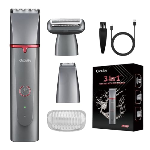Electric Razors for Women, 3-in-1 Electric Lady Clipper Pubic Hair Trimmer-Painless Hair Removal Groomer Kit Rechargable Bikini Trimmer for Women with 3 Trimmer Heads, IPX7 Waterproof