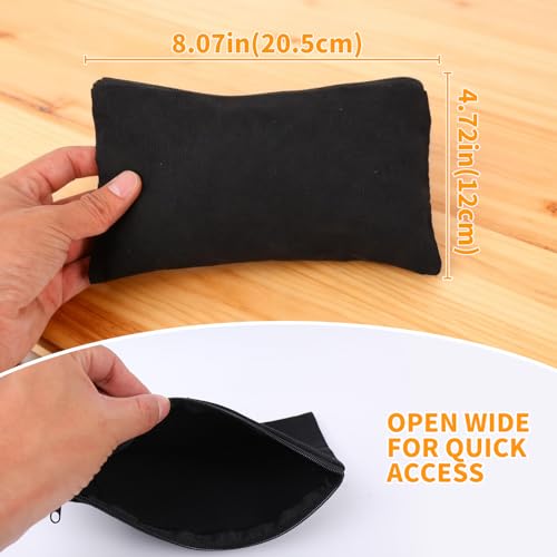 60 Pack 8.07"L* 4.72"W Canvas Makeup Bags Bulk Pencil Zipper Pouch DIY Craft Stationary Storage Bag (Black 60pcs)