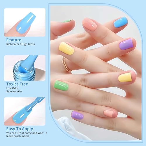JR 9pcs 15ml Summer Color Gel Nail Polish Set Including Red Pink Nude Gel Polish Kit UV LED Soak Off Polish Home DIY Gift D