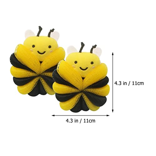 Beaupretty Cartoon Shower Loofah Kids Bath Scrubber Body Sponge 4.33X4.33X2.36In Lightweight Bathing Ball with Lanyard for Easy Hanging and Quick Drying
