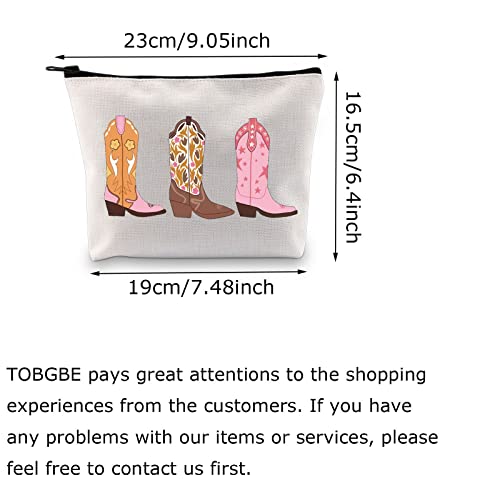 TOBGBE Western Gift Women Cowboy Boots Idea Zipper Pouch Bag Western Cowgirls Cosmetic Bag Western Bags For Women (Cowboy Boots)