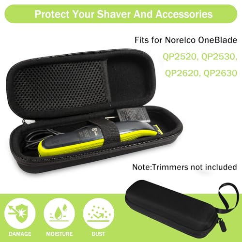 Hard Travel Carrying Case for Hybrid Electric Trimmer and Shaver, Portable Organizer Storage Bag for QP2520, QP2530, QP2620, QP2630- Black