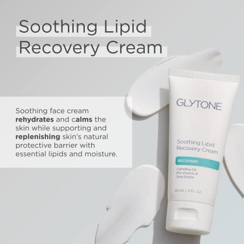 Glytone Soothing Lipid Recovery Cream | Face Moisturizer Hydrates, Calms & Restores Skin Barrier with Camelina Oil, Pro-Vitamin A & Shea Butter | Soothing Cream for Dry and Sensitive Skin - 2 fl oz