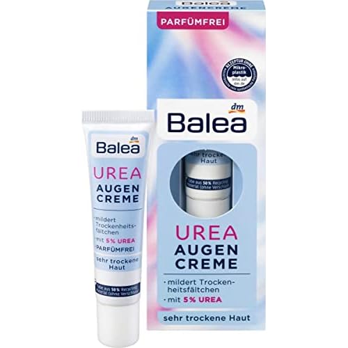 Balea Eye-Contour Cream for Very Dry Skin (5% Urea) - Optimum Hydration, Reduces Dry Lines & Wrinkles- Vegan / Not Tested on Animals - 15ml