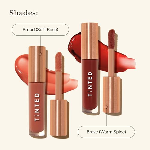 Live Tinted Huegloss Lip Gloss Duo: includes Huegloss in Brave and Huegloss in Proud, 2-piece set