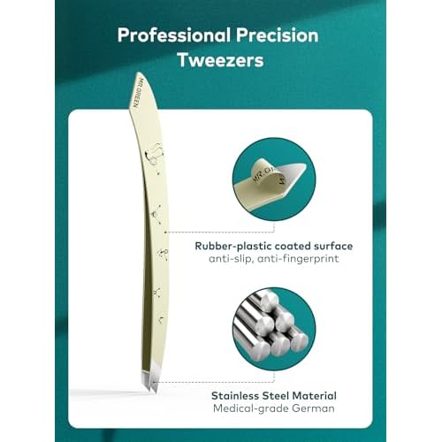 MR.GREEN Tweezers For Women Facial Hair, Professional Precision Eyebrow Tweezers for Women and Men, Stainless Steel Slanted Cute Hair Removal Plucker