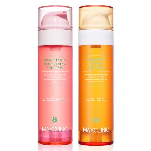 MAXCLINIC [K-Beauty] Rose Vitamin + Calendula Biome Oil Foam Gift Set | Daily Face Wash Oil Based Cleanser to Foam | Korean Skin Care Oil Cleanser for Dry Sensitive Skin
