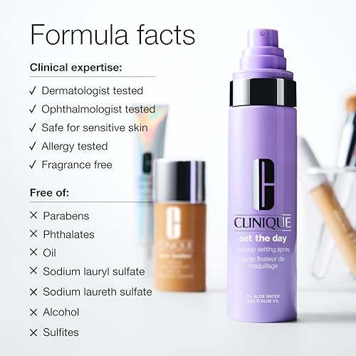 Clinique Set The Day Makeup Setting Spray With Aloe Water + Antioxidants | Sets Makeup All Day | Soothing + Hydrating | Alcohol-Free + Safe For Sensitive Skin