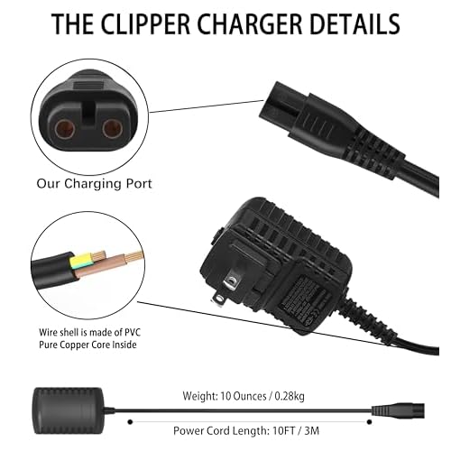 Charger for BabylissPRO Barberology Cordless Clippers, Replacement Clipper Charger Cord for BabylissPRO FX870 FX788 FX787 FXSSM FX820 FX726 FX825 Outlining Trimmer