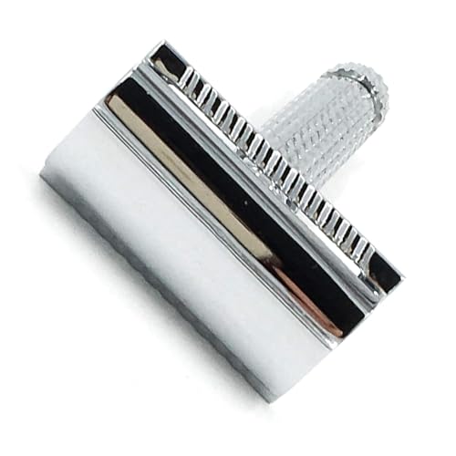 Parker 94R ¡°Hefty¡± Double-Edge Safety Razor with Standard-Length Handle + 5 Premium Blades ? Chrome-Plated Brass, Three-Piece Design, Balanced Weight for Classic Wet Shaving