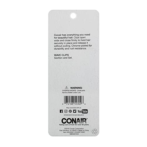 Conair Chrome Plated Hair Clips, 1.3 Ounce