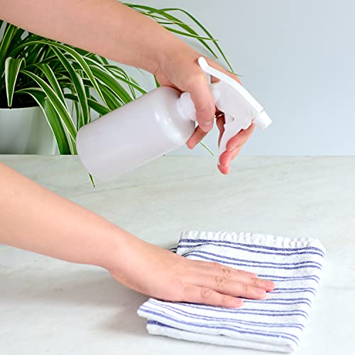 Youngever 6 Pack White Plastic Spray Bottles, Spray Bottles for Hair and Cleaning Solutions (12 Ounce)