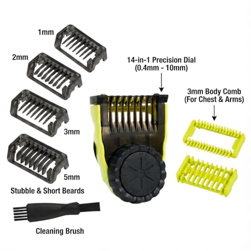 7-Pack Set Compatible with QP2520 QP2530 QP2630 QP6510, 1 Adjustable & 6 Fixed Combs Replacement for philips norelco one blade guards, Face Trimming Kit
