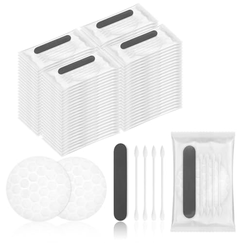Hotel Vanity Kit Individually Wrapped Bulk Travel Cleaning Kit for Hotels Disposable Travel Size Hotel Hospitality Supplies Hygiene Kits for Homeless in Bulk Round Cotton (200)