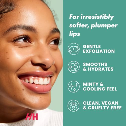 Handmade Heroes Peppermint Lip Scrub - 100% Natural Vegan Conditioning Lip Exfoliator & Sugar Polish for Dry Chapped Lips - Lip Plumper & Hydrating Lip Therapy for Smooth Supple Lips 1 oz