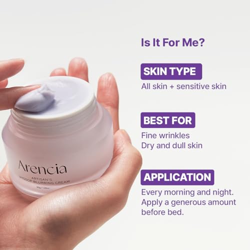ARENCIA Hyssop Blurring Cream, Intense Collagen Face Moisturizer & Night Repair Cream for Anti-Aging, Nourishing Skin Barrier, Premium Korean Skincare, 1oz