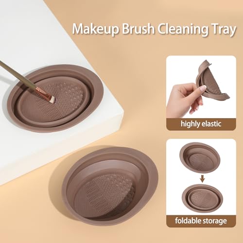 Makeup Brush Set for Foundation Concealer Eyeshadow and Travel, Include Make Up Brush, Sponge, 56PCS Brown
