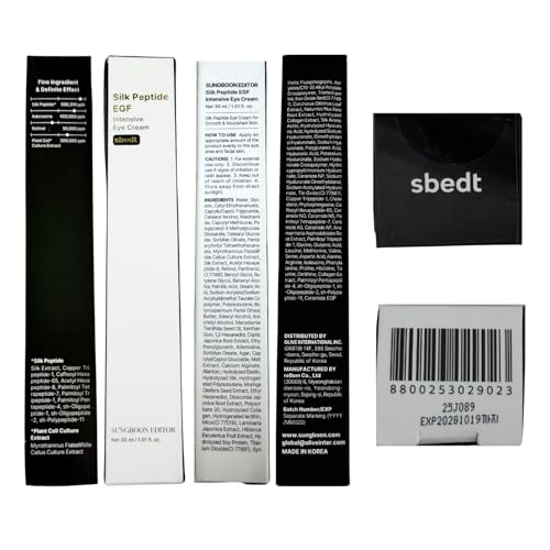 SUNGBOON EDITOR Silk Peptides EGF Intensive Eye Cream with Copper Peptides for Puffiness & Fine Lines | Patented Peptide Complex | Firm-looking & Hydration, Korean Skin Care 1.01 fl oz