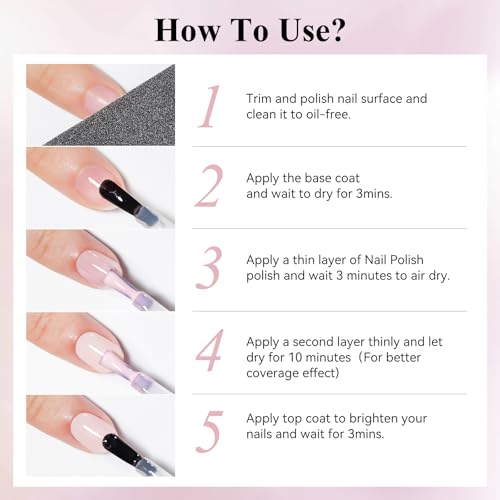 Quick Dry Nail Polish Set: 24 Colors Regular Fingernail Polish Non Gel Bulk Black Nude Pink Red Green Blue Purple Long Lasting French Nail Art DIY Home Gift Set for Women