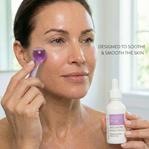 Nurse Jamie GlowGlobe Kit ? Cooling Face & Eye Massage Tool + Desert Rose Anti-Aging Oil ? Depuffing Roller & Hydrating Skincare Duo for Radiant, Revitalized Skin
