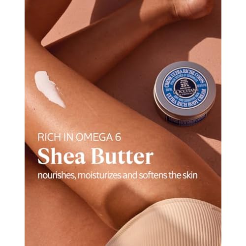 L¡¯Occitane Shea Butter Ultra Rich Body Cream, Nourishing Moisturizer for Dry, Sensitive Skin, Fast Absorbing, Refillable, Vegan Skincare, Light Scent