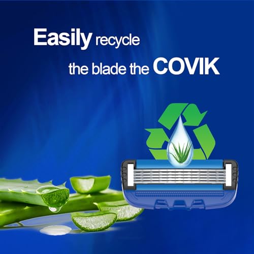Mens Razor Blade Refills Compatible Only with COVIK 5 Blade Razors 4 Count for a More Comfortable Shave for Men