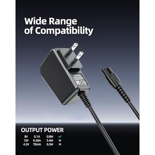 8V Power Cord Fit for Philips Norelco One Blade HQ850 QP2630 QP2530 Shaver Razor Trimmer Power Charging Adapter