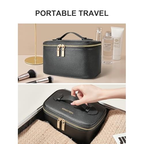 Cosmetic Bag,ROWNYEON Makeup Bag,Portable Makeup Train Case,Travel Toiletry Bag Case Organizer for Women,Black