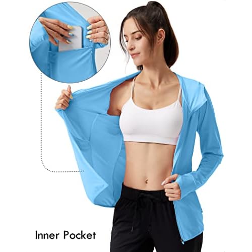 Soothfeel Women's UPF 50+ Sun Protection Hoodie Jacket Lightweight Long Sleeve Sun Shirt for Women with Pocket Hiking Outdoor