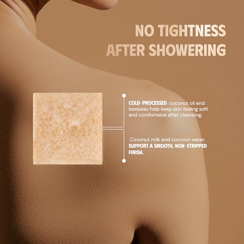 Cold-Process Natural 2-in-1 Luxurious Natural Soap Bar (4.2 oz) with Coconut Shreds | Light Exfoliation & Creamy Lather Body Bar | Cold-Processed, Handmade in Vietnam (Pack of 1)