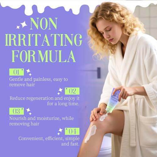 Body Hair Removal Cream with Spatula Applicator, Hydrateology Facial Hair Removal Cream for Women, Gentle Formula for Sensitive Skin, Long-Lasting Smooth Skin - 100ml