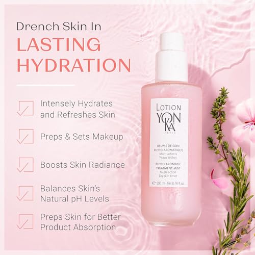 Yonka Hydrating Face Toner, Natural Toning Spray for Dry & Sensitive Skin (6.76 Fl Oz) With Yon-Ka Glyconight 10% Peel Masque Travel Size (15ml/0.57oz) Anti-Aging Face Mask