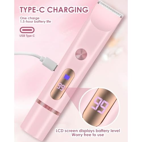 Bikini Trimmer for Women, 2-in-1 Women Electric Shaver, Type-C Rechargeable Pubic Hair Shaver Wet & Dry Waterproof, Dual Head Body Hair Remover for Sensitive Skin?