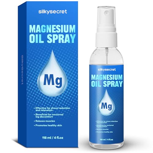 Pure Magnesium Oil Spray (4 Fl Oz), Magnesium Oil for Feet, Natural Ingredient in Glass Bottle, Fast-Absorbing Mist for Feet & Skin
