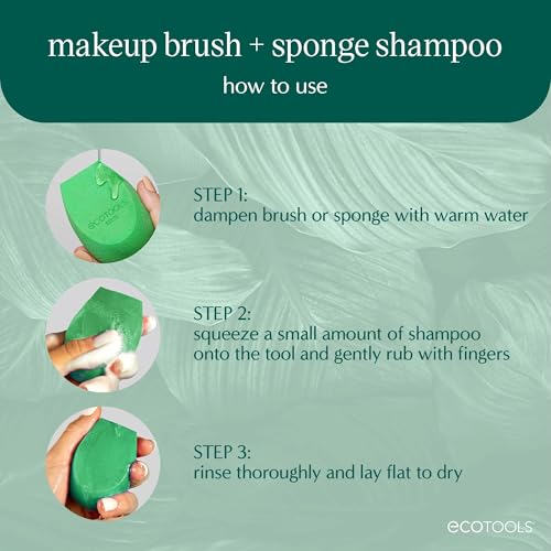 EcoTools XL Makeup Brush Sponge Shampoo, Removes Dirt, & Impurities From Makeup Brushes & Blending Sponges, Fragrance-Free, Vegan,&Cruelty-Free 16 fl. oz./473 ml, Clear(Pack of 2)