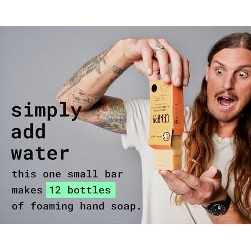 Canary Foaming Hand Soap Refill Bars - Zero Waste Hand Wash Concentrate with Coconut Oil, All Natural, Moisturizing, Organic, Non Toxic, Makes Liquid Handsoap, Cedar Mint Scent, Makes 24 Bottles