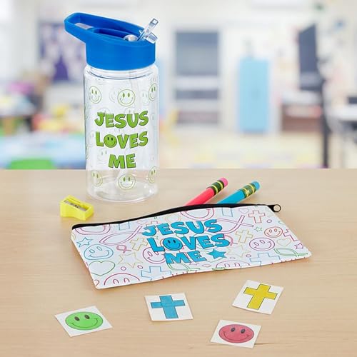 Needzo Jesus Loves Me" Faith-Inspired Temporary Tattoo Set - Vibrant & Playful Designs (Pack of 24)