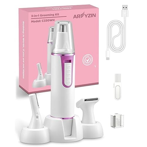 AREYZIN Nose Hair Trimmer for Women Rechargeable Eyebrow & Facial Hair Trimmer for Men, Professional Painless Nose Trimmer with IPX7 Waterproof, Dual Edge Blades for Easy Cleaning