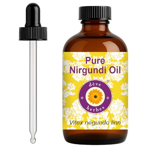d?ve herbes Nirgundi Oil (Vitex negundo linn) with Glass Dropper | Infused | Pure | Natural | For Diluting Essential oils | For Skin & Massage | Non-Sticky| Lightweight| Unisex | 120ml (4 oz)