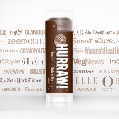 Hurraw! Hazelnut Tinted Lip Balm, 3 Pack: (Sheer Brown Tint) Organic, Certified Vegan, Cruelty and Gluten Free. Non-GMO, 100% Natural Ingredients. Bee, Shea, Soy and Palm Free. Made in USA