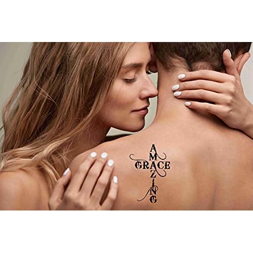 6 Sheets Temporary Tattoos Cross Grace Amazing Temporary tattoo Neck Arm Chest
