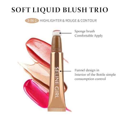 3-IN-1 Liquid Contour Stick, Highlighter & Blush & Contour Stick, Multi-Purpose Contour Makeup, Cream Contour Long Lasting and Waterproof Cosmetic #10 Dusty Pink