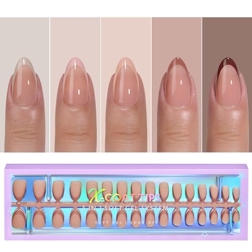 btartboxnails XCOATTIPS French Almond Nails French Protecting DUO