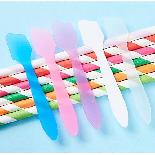 100Pcs 8cm/3inch Pink Disposable PP Cosmetic Spoon Mask Spatula Mini Facial Cream Scoop Mud Mask Stirrer Muddler Applicator for Skin Care