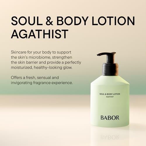 BABOR Soul & Body Lotion Agathist, Quick-Absorbing, Light Body Care, Invigorating Skin Milk, Body Cream for Dry Skin, Skin Firming Moisturising Cream, with Vitamin B, Vegan, 250 ml