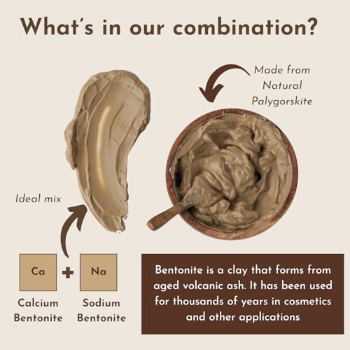 Bentonite Clay Powder For Face, Body & Hair, Deep Pore Cleansing & Detox, Indian Healing Calcium & Sodium Clay, For Masks & Bath 8 oz (227g)